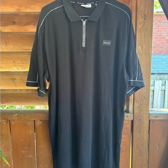 Projek Raw Black Polo Shirt White Accents 1/4 zip Men's size XL Tall Golf - Picture 10 of 10